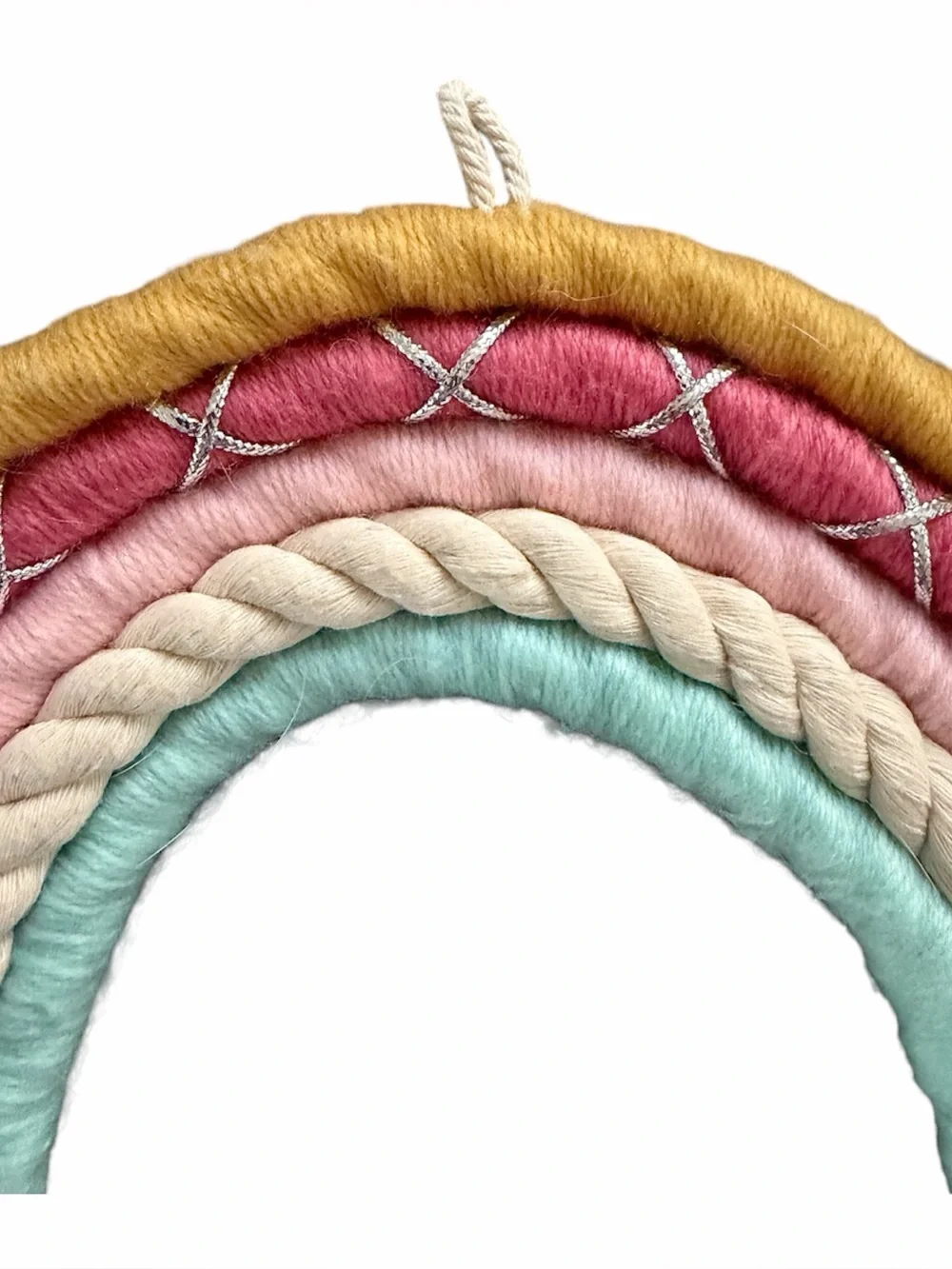 Rainbow Nursery Macrame Wall Hanging with Tassels, Boho Multicolor Decor